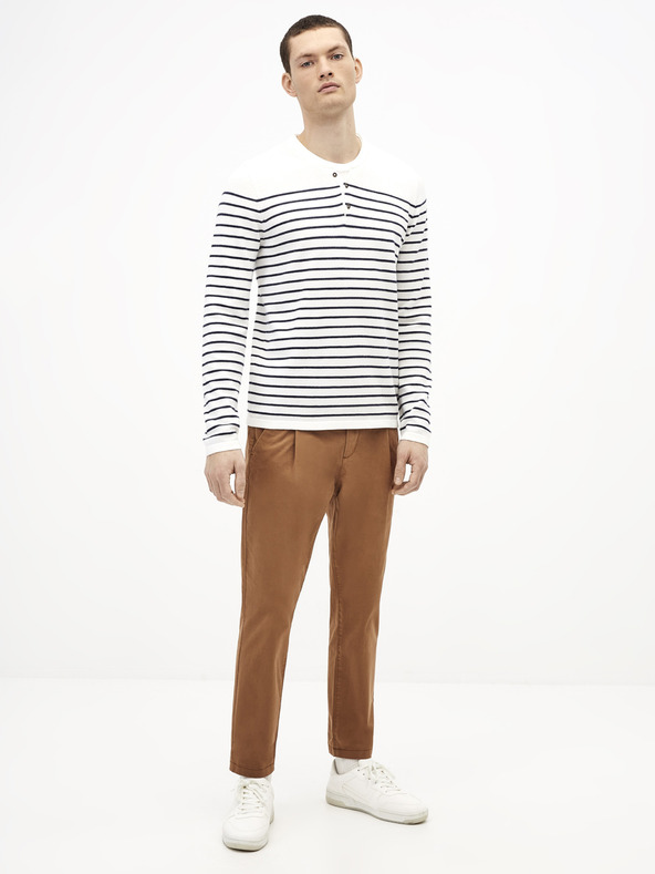 Celio Modro-biely pánsky pruhovaný sveter Celio