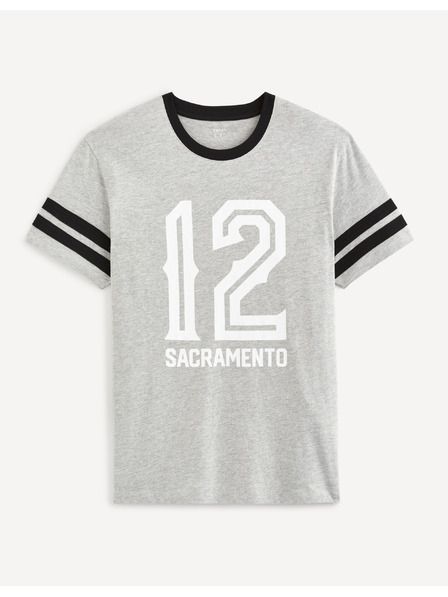 Celio Svetlosivé pánske tričko s potlačou Celio