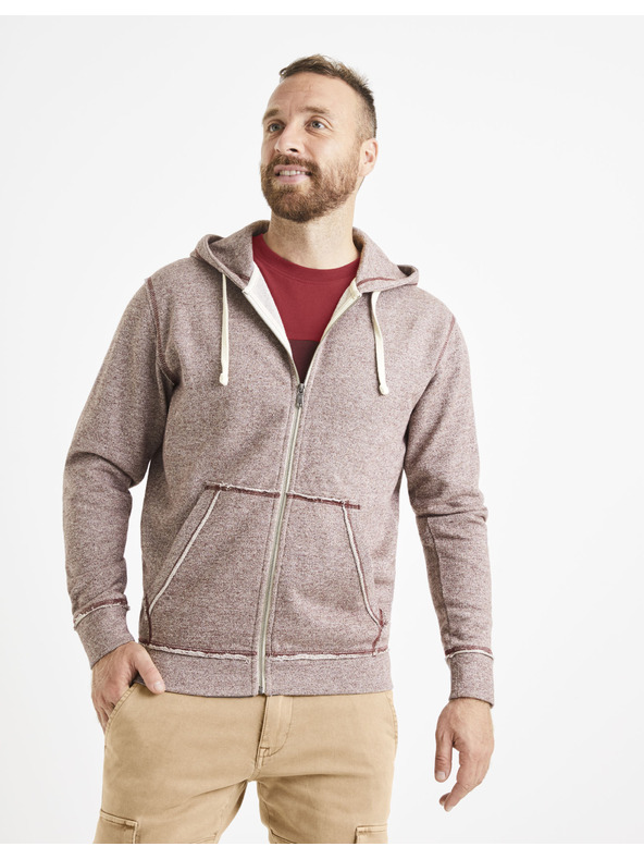 Celio Vínová pánska žíhaná mikina Celio