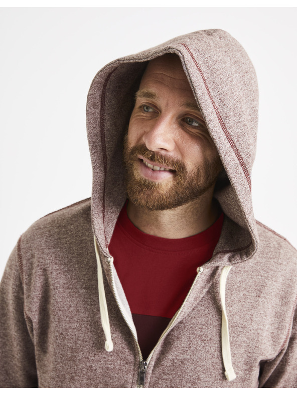 Celio Vínová pánska žíhaná mikina Celio