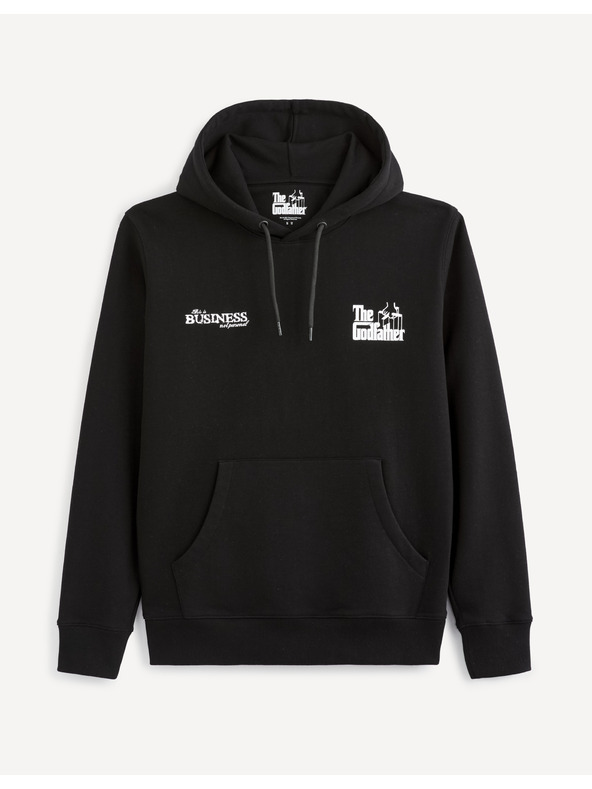 Celio Čierna pánska mikina s kapucňou Celio Lvegodsw