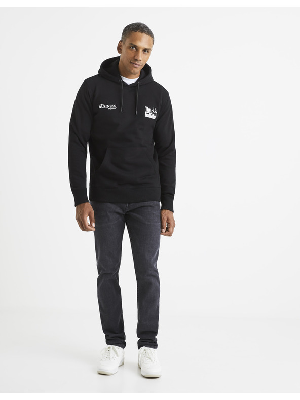 Celio Čierna pánska mikina s kapucňou Celio Lvegodsw