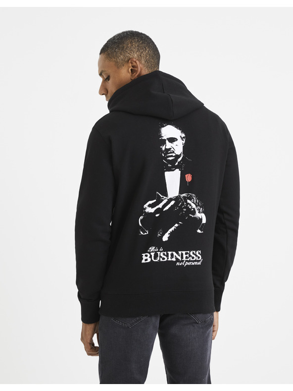 Celio Čierna pánska mikina s kapucňou Celio Lvegodsw