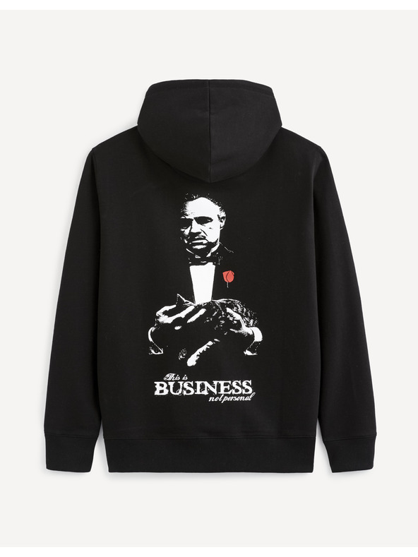 Celio Čierna pánska mikina s kapucňou Celio Lvegodsw