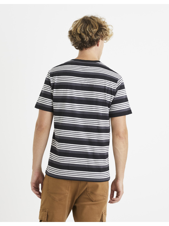 Celio Čierna pruhovaná základná košeľa Celio Veband