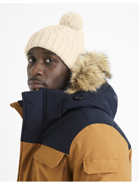 Celio Béžová čiapka s bambulou Celio Vicable