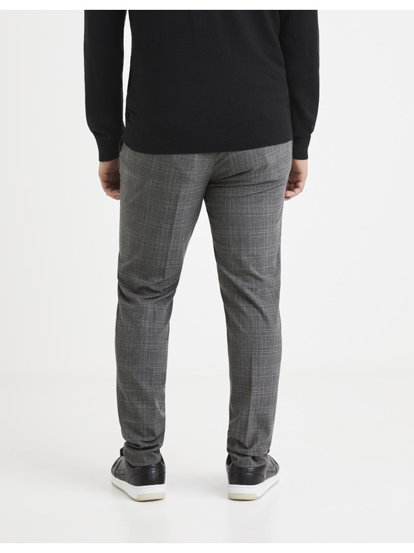 Celio Šedé kárované nohavice Celio Volouis2