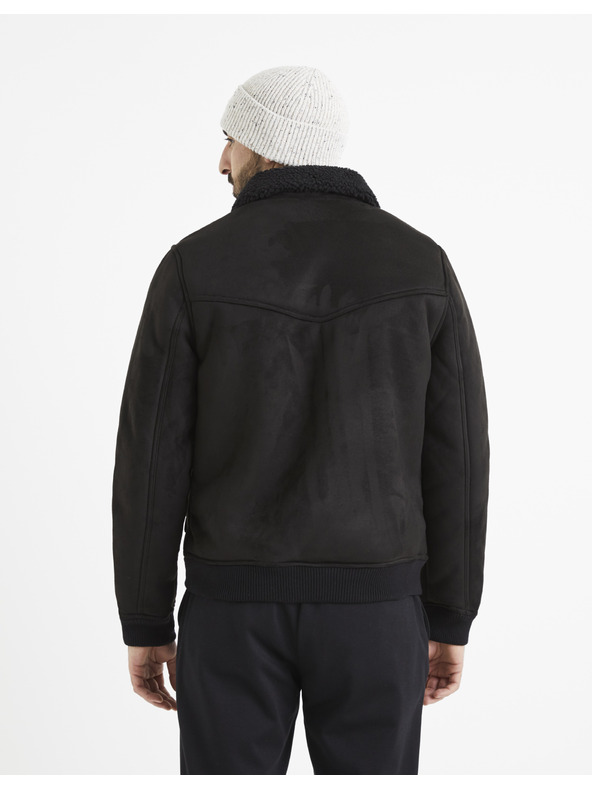 Celio Čierna bunda z umelej kožušiny Celio Vutoronto