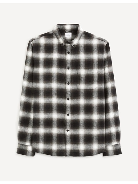 Celio Tmavohnedá kockovaná košeľa Celio Vaflaca