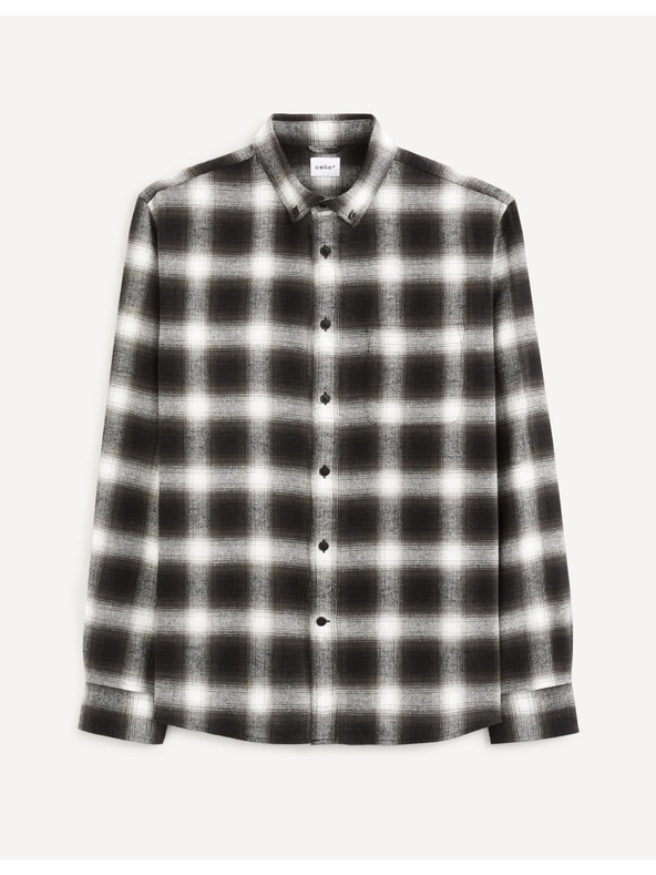 Celio Tmavohnedá kockovaná košeľa Celio Vaflaca