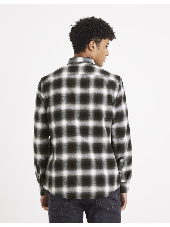 Celio Tmavohnedá kockovaná košeľa Celio Vaflaca