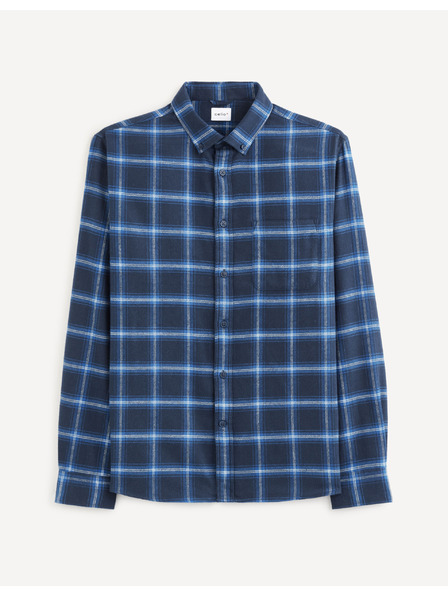 Celio Tmavomodrá kockovaná košeľa Celio Vaflaca