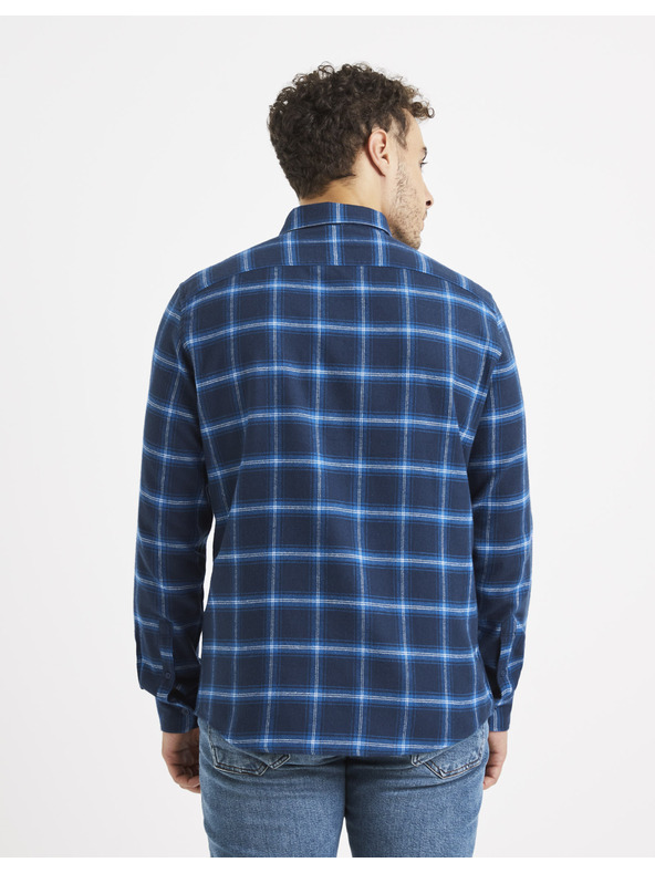 Celio Tmavomodrá kockovaná košeľa Celio Vaflaca