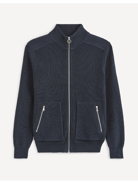 Celio Tmavomodrá základná mikina Celio Vezipper