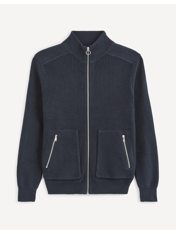 Celio Tmavomodrá základná mikina Celio Vezipper