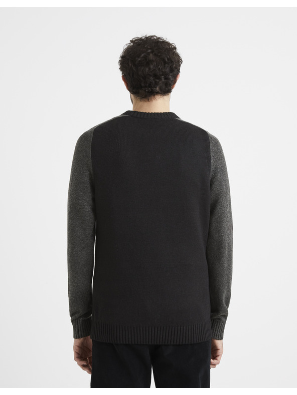 Celio Šedo-čierny pánsky sveter Celio