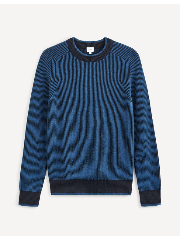 Celio Čierno-modrý pánsky sveter Celio so zmesou vlny