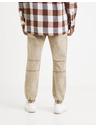 Celio Béžové pánske pruhované nohavice Celio