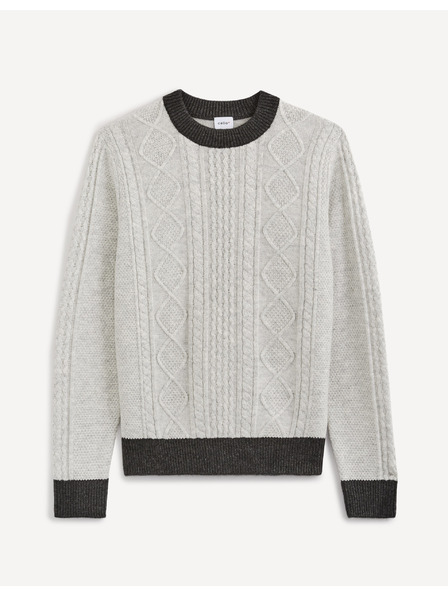 Celio Svetlosivý pánsky vzorovaný sveter Celio