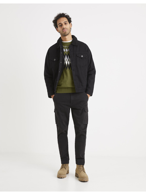 Celio Pánsky khaki vzorovaný sveter Celio Veryfair