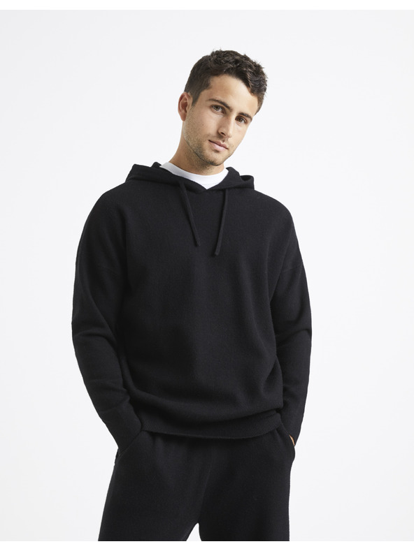 Celio Čierna pánska mikina Celio Vesweety