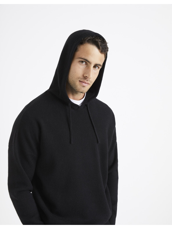 Celio Čierna pánska mikina Celio Vesweety