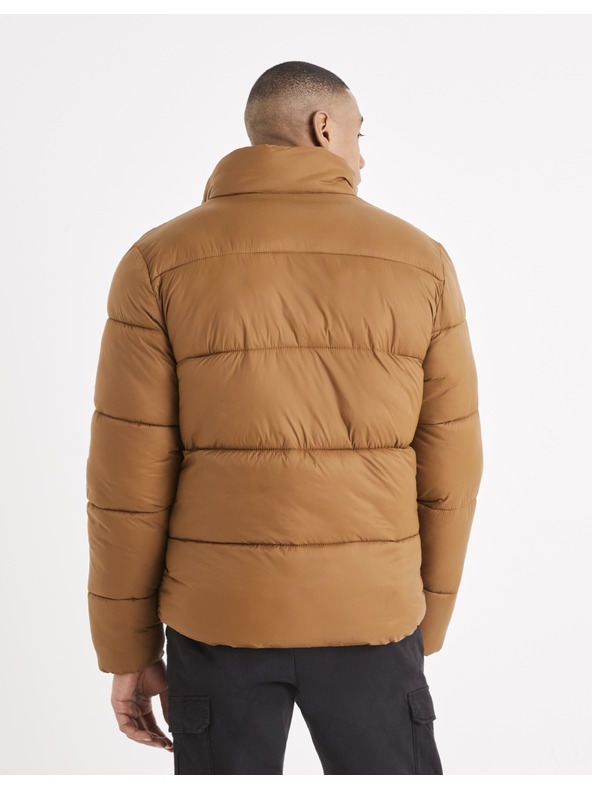 Celio Hnedá pánska prešívaná zimná bunda Celio Vusun