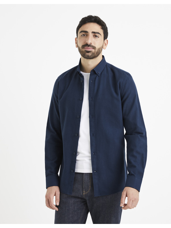 Celio Tmavomodré pánske tričko Celio Waffle