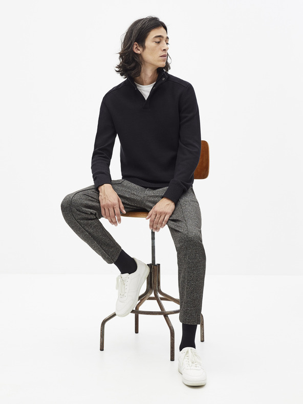 Celio Čierny pánsky sveter so stojacím golierom Celio Serome