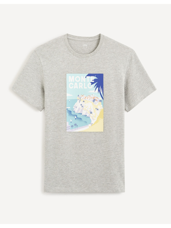 Celio Celio Cevinty Monte Carlo šedé bavlnené tričko