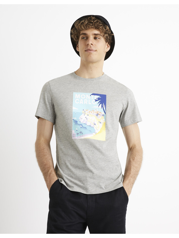 Celio Celio Cevinty Monte Carlo šedé bavlnené tričko