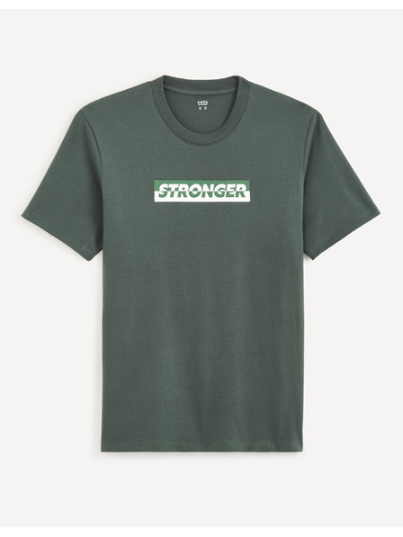 Celio Tmavozelené pánske tričko Celio Cefasto