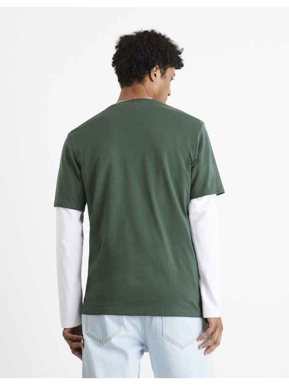 Celio Tmavozelené pánske tričko Celio Cefasto