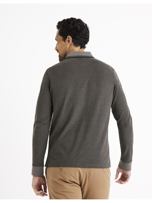 Celio Šedá pánska polokošeľa s dlhým rukávom Celio Cedotml