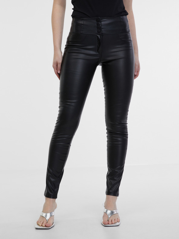 Orsay Čierne dámske koženkové nohavice ORSAY