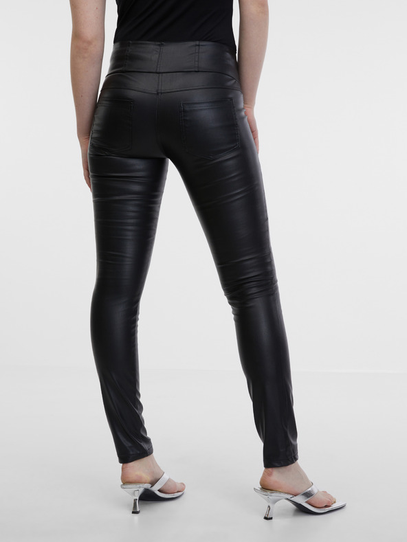 Orsay Čierne dámske koženkové nohavice ORSAY