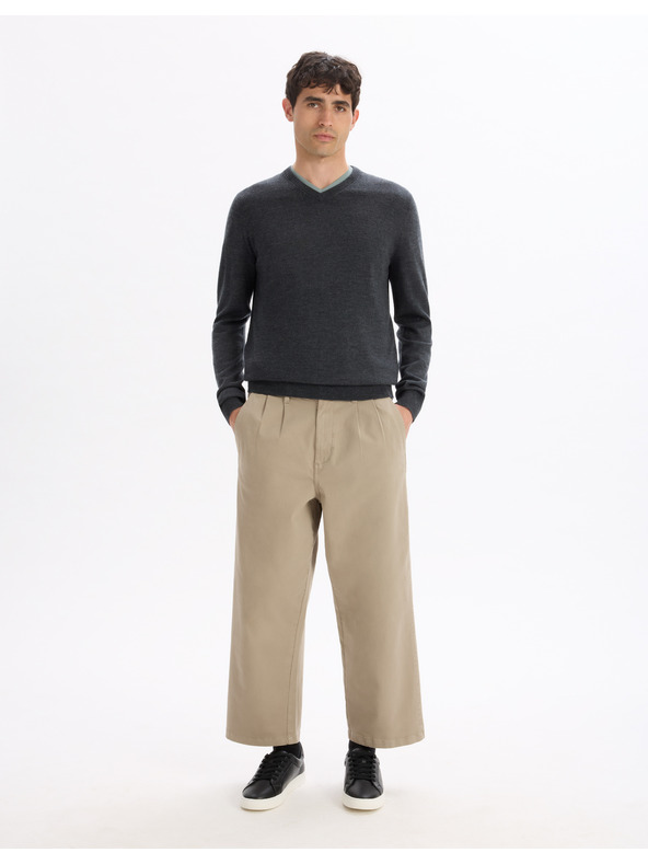 Celio Tmavosivý pánsky vlnený sveter Celio Semeriv