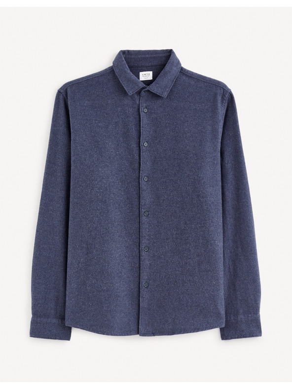 Celio Tmavomodrá pánska flanelová košeľa Celio Fanel