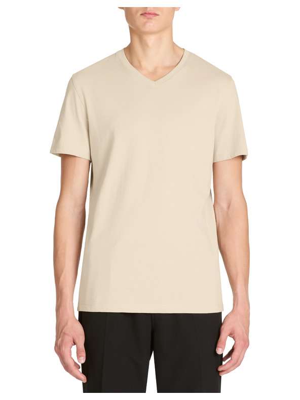 Celio Béžové pánske základné tričko Celio Debasev