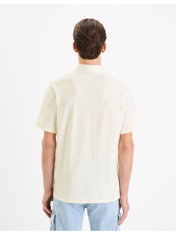 Celio Krémové pánske polo tričko Celio Gebruma