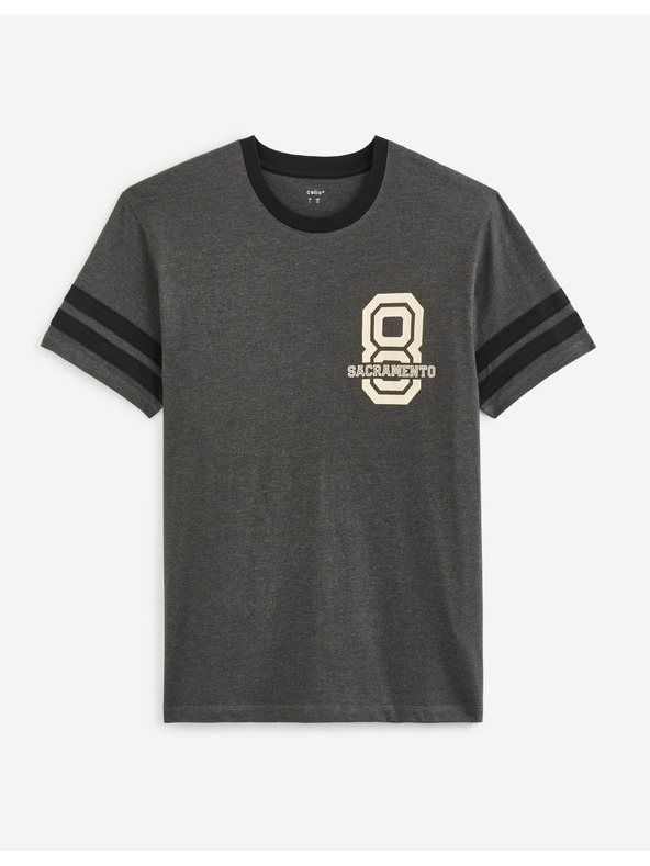 Celio Tmavosivé pánske tričko s potlačou Celio