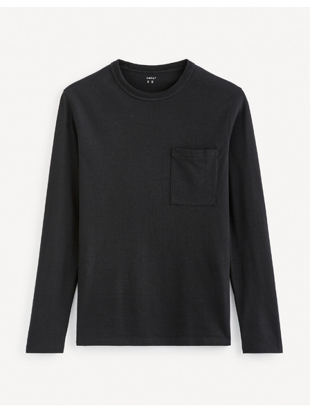 Celio Čierna pánska základná košeľa s vreckami Celio