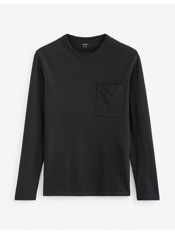 Celio Čierna pánska základná košeľa s vreckami Celio