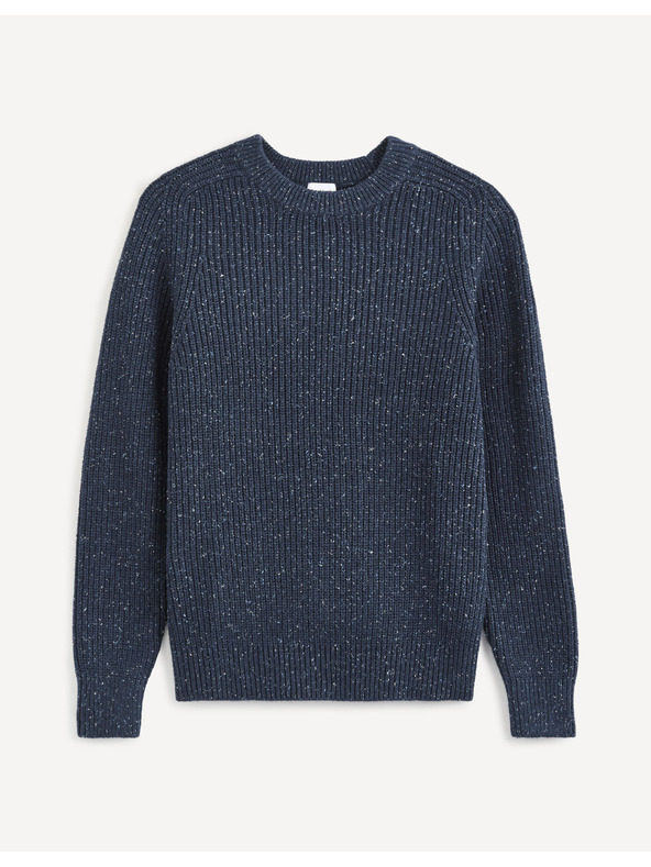 Celio Tmavomodrý pánsky žíhaný sveter Celio