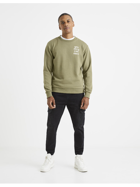 Celio Svetlozelená pánska mikina s nápisom Celio na chrbte