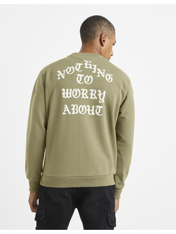 Celio Svetlozelená pánska mikina s nápisom Celio na chrbte