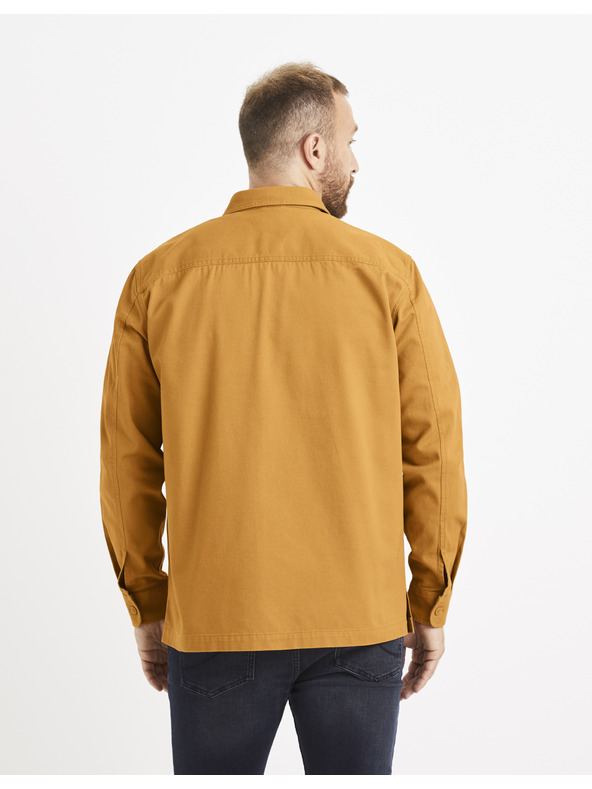 Celio Horčicová pánska košeľa s vreckami Celio