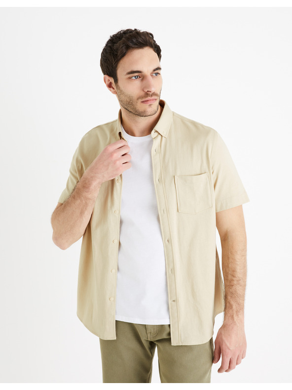 Celio Krémová pánska košeľa Celio Barik