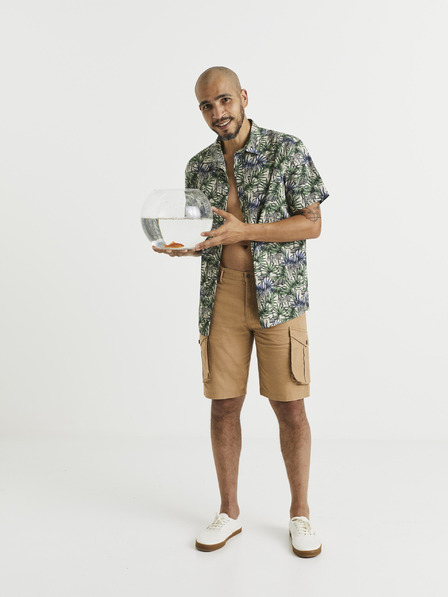 Celio Modro-zelená pánska vzorovaná košeľa Celio Vawai