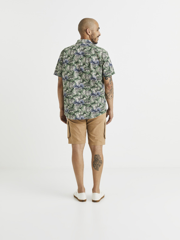 Celio Modro-zelená pánska vzorovaná košeľa Celio Vawai